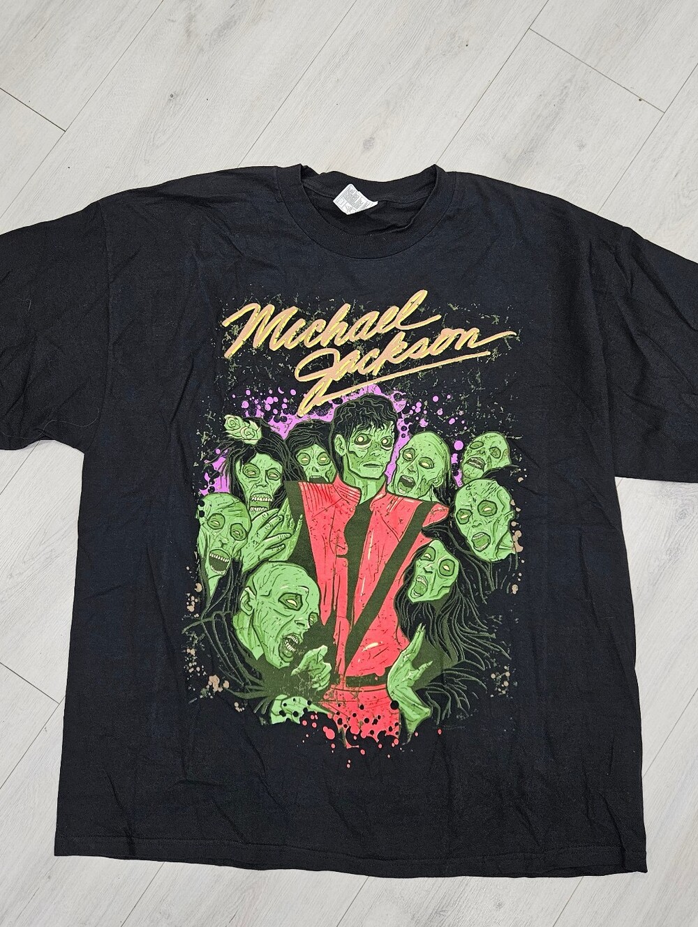 VTG Michael Jackson Thriller Zombie Black Shirt Licensed Alstyle 2XL Green NWOT